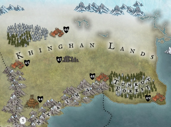 A closeup of the map of Khinghan lands