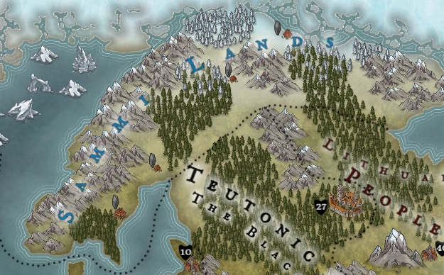A closeup of the map of Saami lands