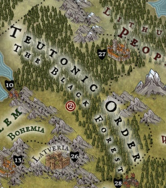 A closeup of the map of Teutonic lands